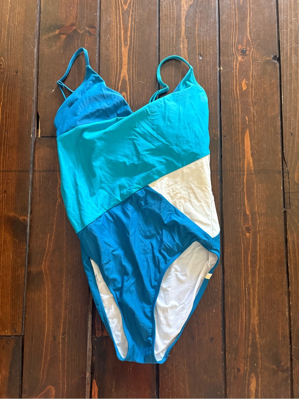 summersalt Teal, Aqua and White Colorblock One-Piece Swimsuit